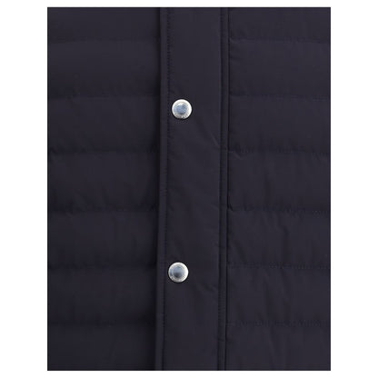 Brunello Cucinelli Blue Polyester Coat Brunello Cucinelli