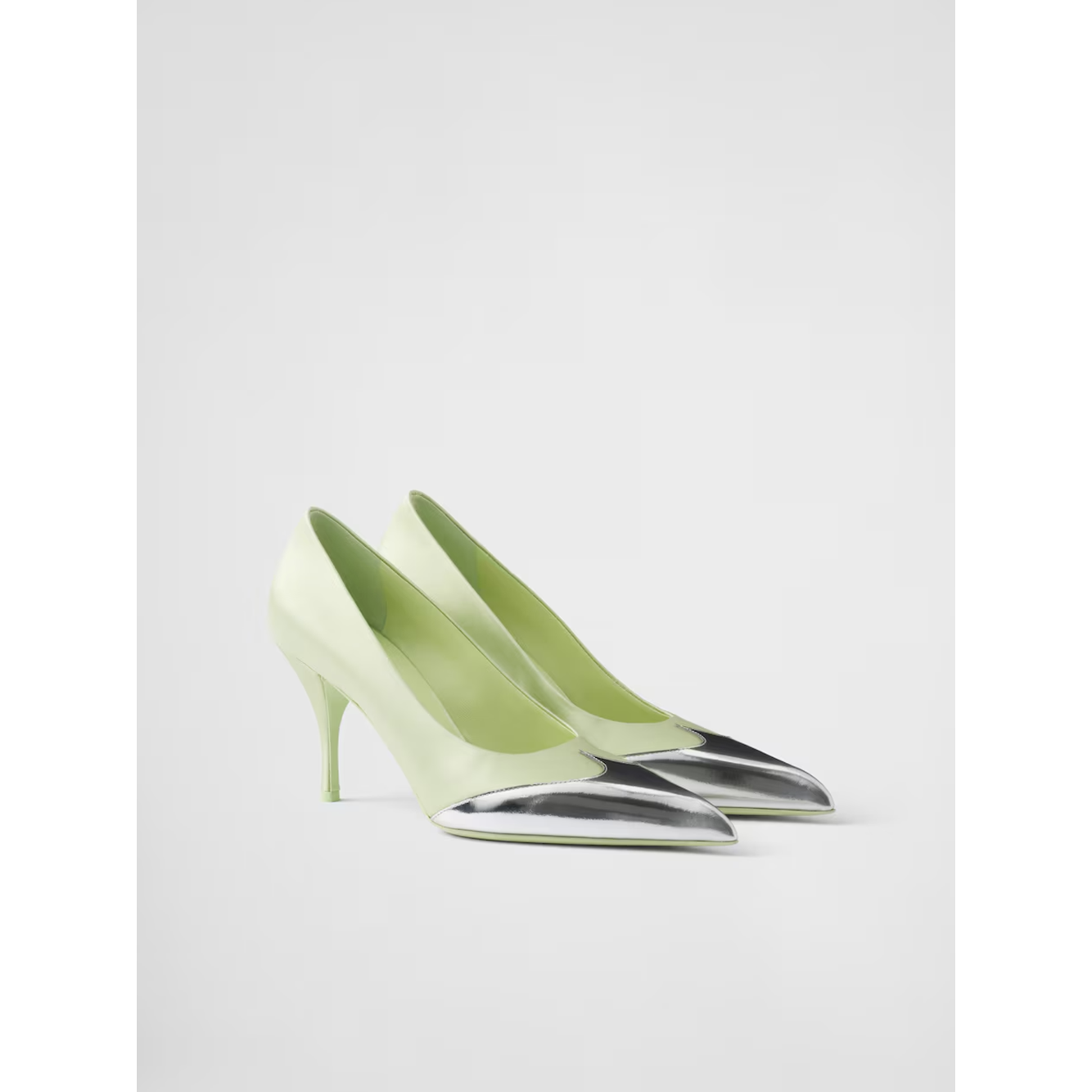 Prada Satin And Metallic Leather Pumps