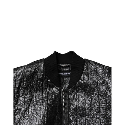 Dolce & Gabbana Black Logo Plaque Bomber Full Zipper Jacket