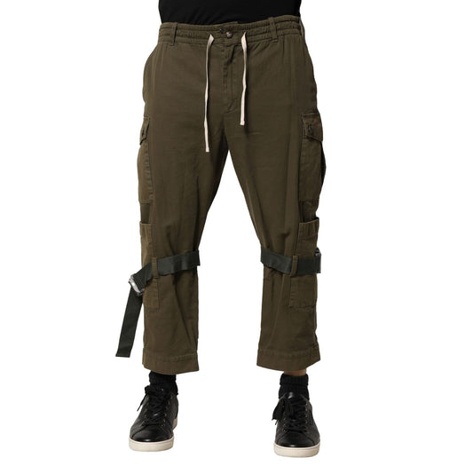 Dolce & Gabbana Brown Cotton Cargo Drawstring Pants Dolce & Gabbana
