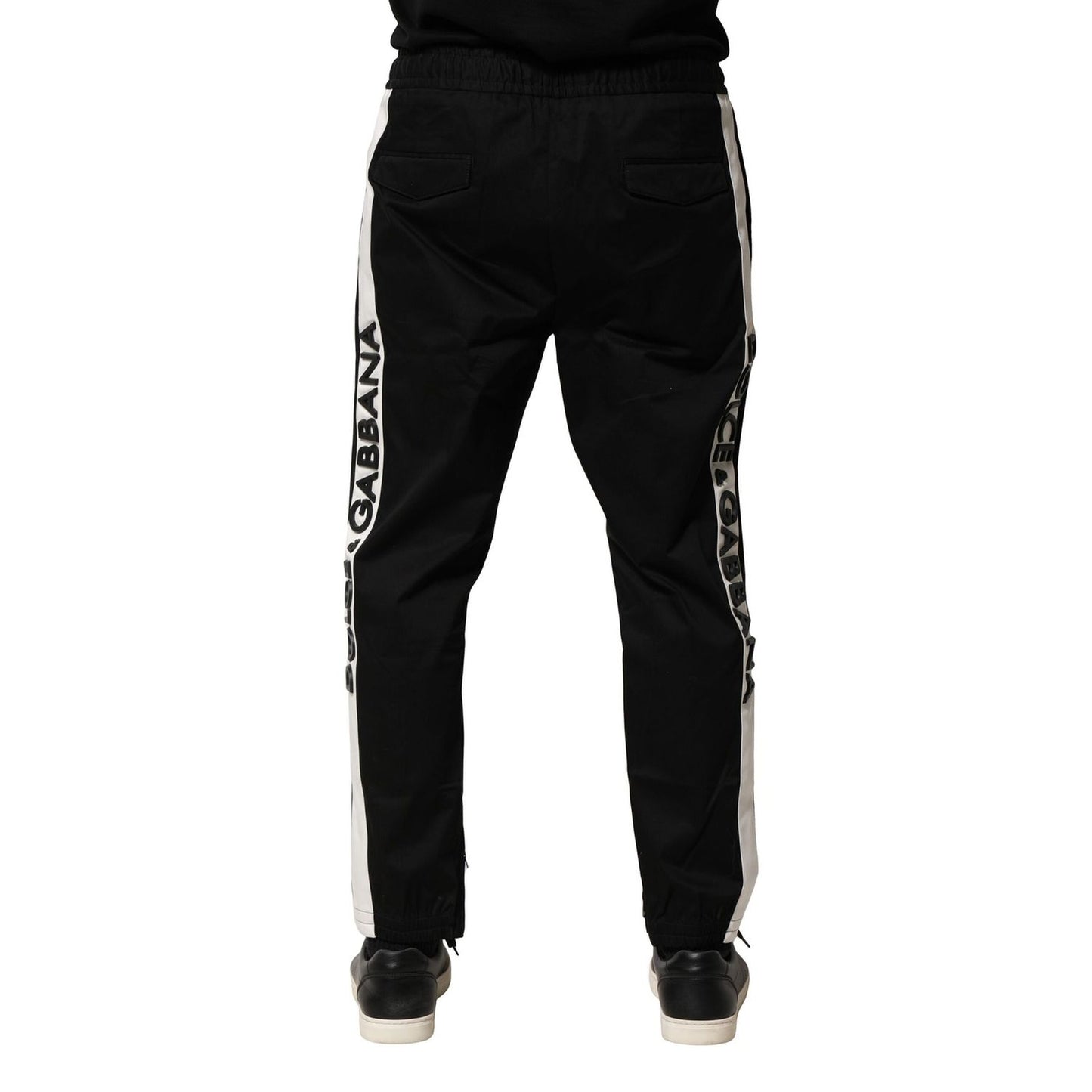 Dolce & Gabbana Black Cotton Mid Waist Jogger Pants