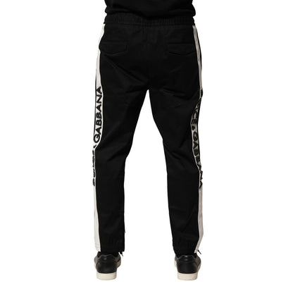 Dolce & Gabbana Black Cotton Mid Waist Jogger Pants