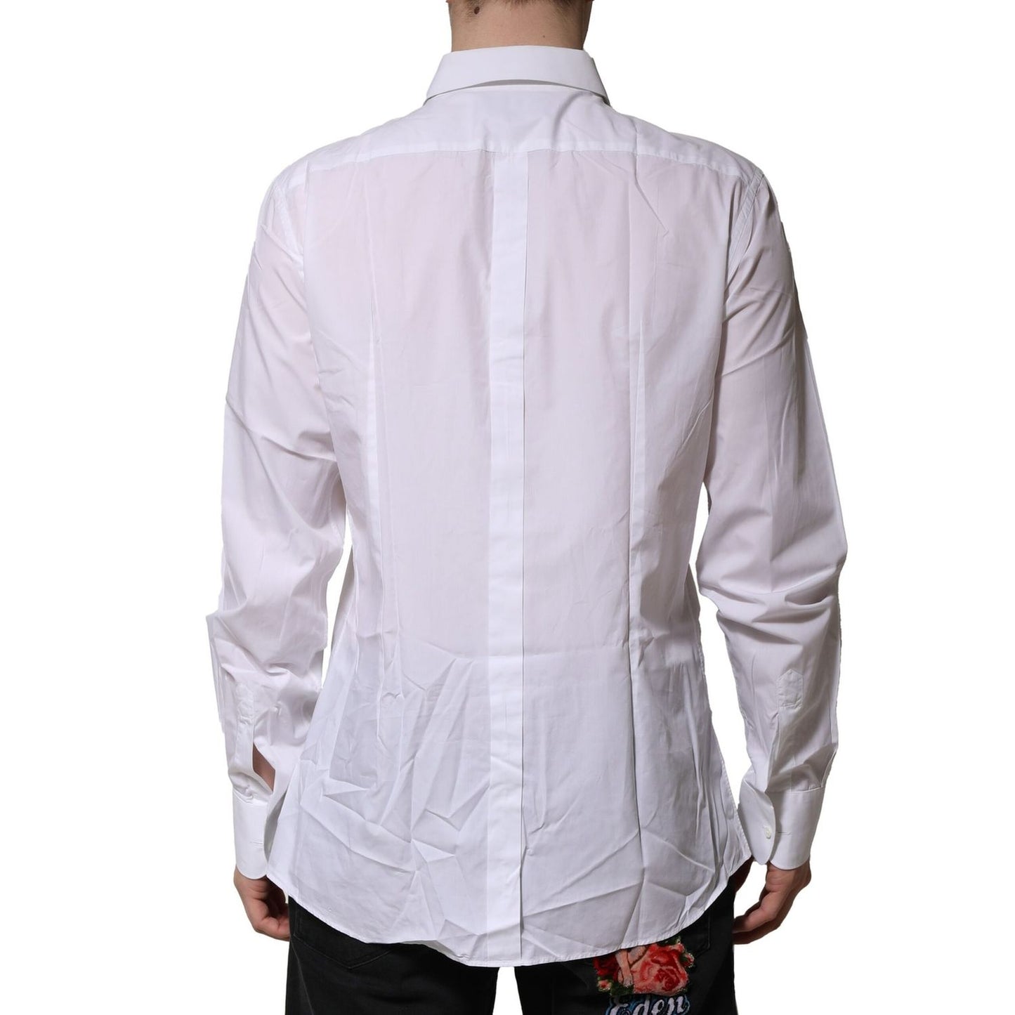 Dolce & Gabbana White Bib Cotton Poplin GOLD Formal Shirt