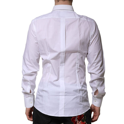 Dolce & Gabbana White GOLD Long Sleeves Dress Formal Shirt