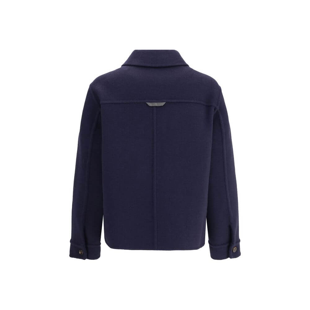 Brunello Cucinelli Blue Fleece Wool Coat