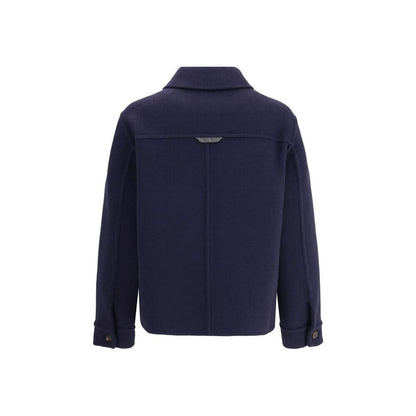 Brunello Cucinelli Blue Fleece Wool Coat