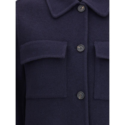 Brunello Cucinelli Blue Fleece Wool Coat