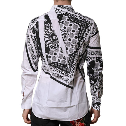 Dolce & Gabbana White MARTINI Bandana Print Formal Shirt