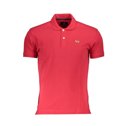 La Martina Rosso Cotton Men Polo Shirt