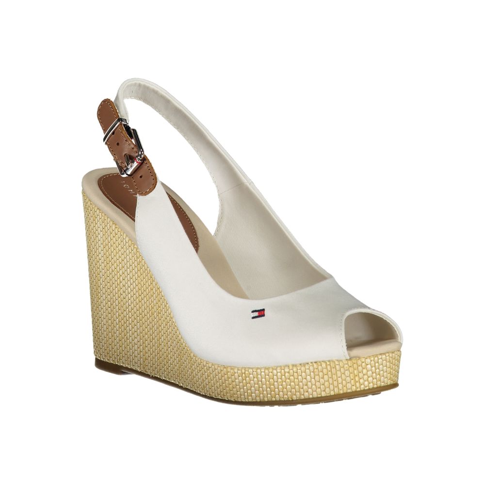 Tommy Hilfiger White Cotton Wedge Sandals