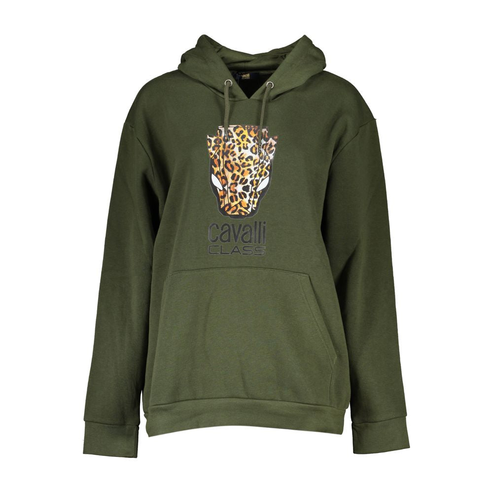 Cavalli Class Green Cotton Sweatshirt Cavalli Class