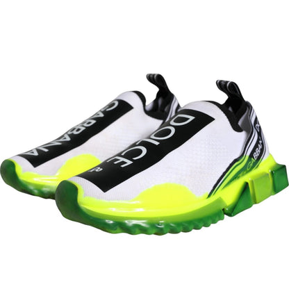 Dolce & Gabbana White Yellow Slip On Sorrento Sneakers Shoes