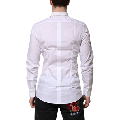 Dolce & Gabbana White Cotton GOLD Long Sleeves Formal Shirt