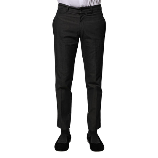 Dolce & Gabbana Gray Cotton Patterned Formal Pants Dolce & Gabbana