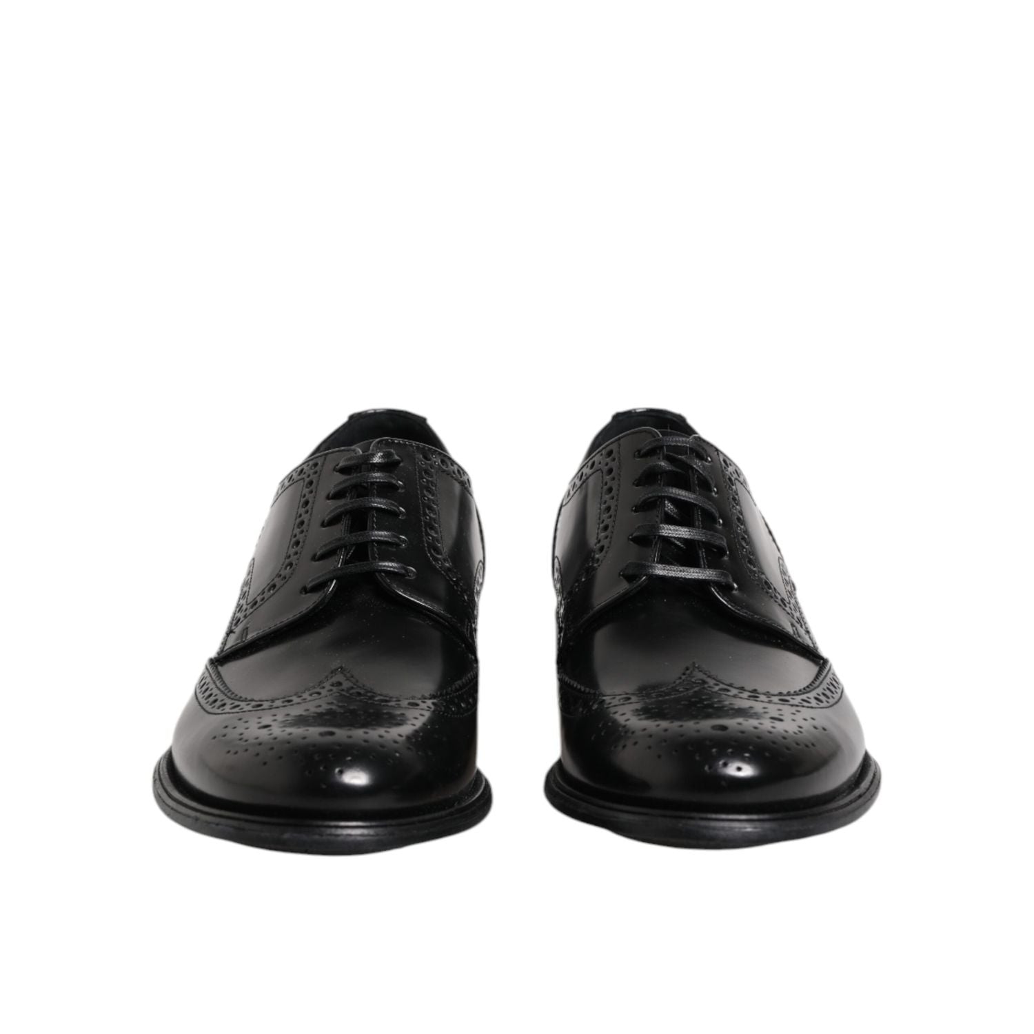 Dolce & Gabbana Black Leather Derby Wingtip Formal Shoes