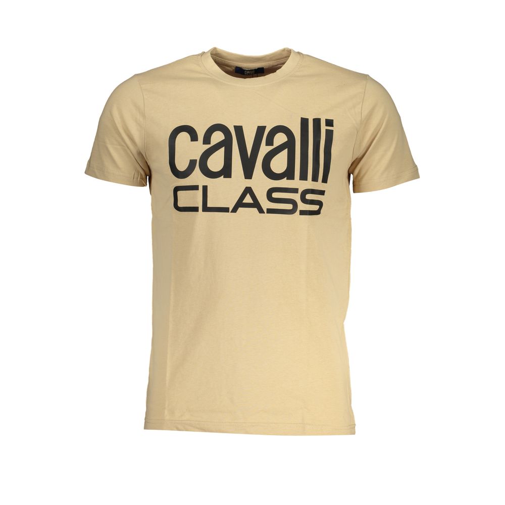 Cavalli Class Beige Cotton Mens T-Shirt