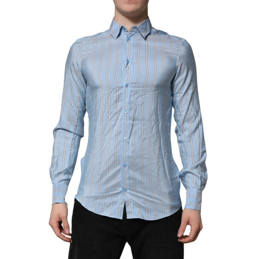 Dolce & Gabbana Blue Striped MARTINI Long Sleeves Dress Shirt Dolce & Gabbana