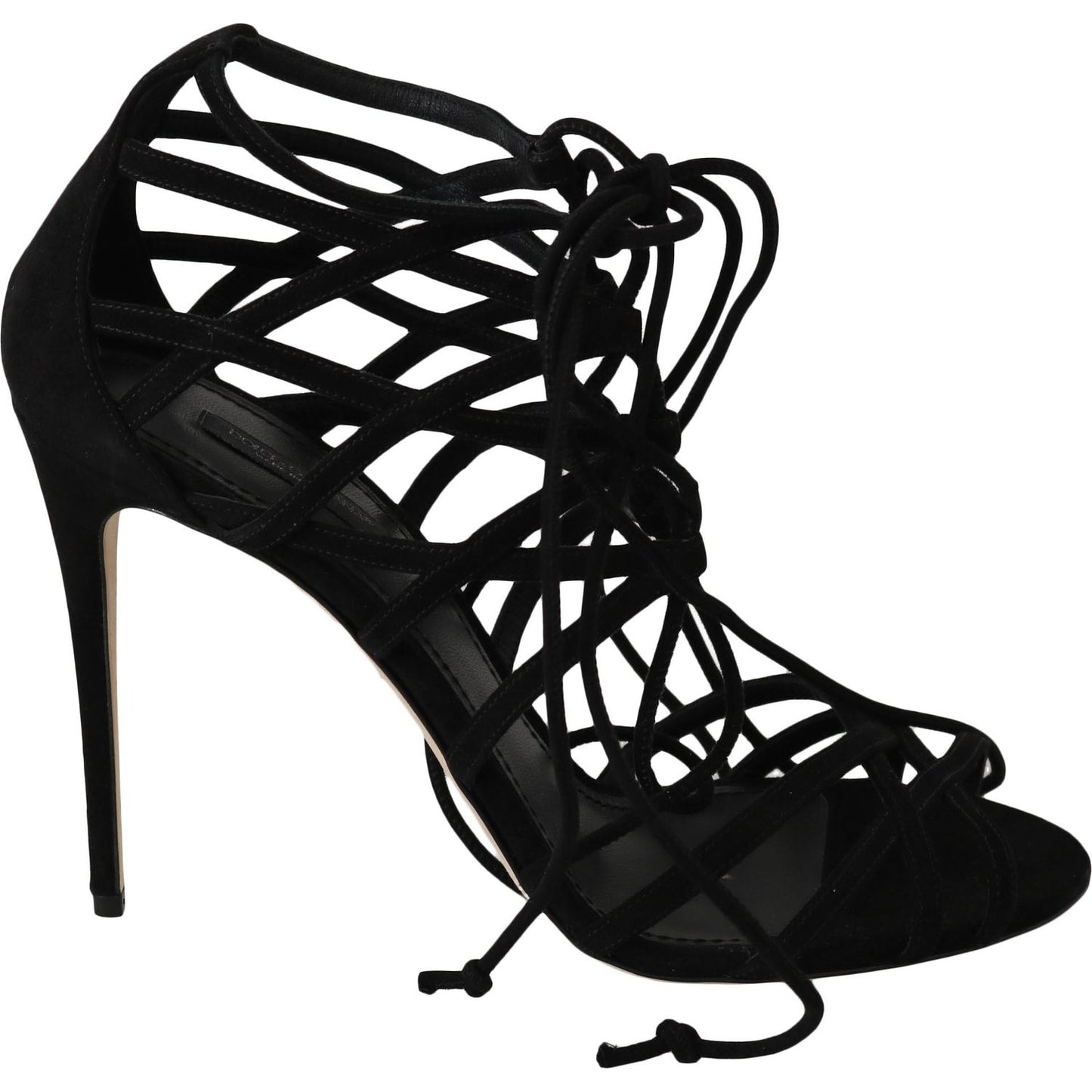 Elegant Black Suede Gladiator Stilettos