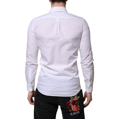 Dolce & Gabbana White Cotton MARTINI Long Sleeve Dress Shirt