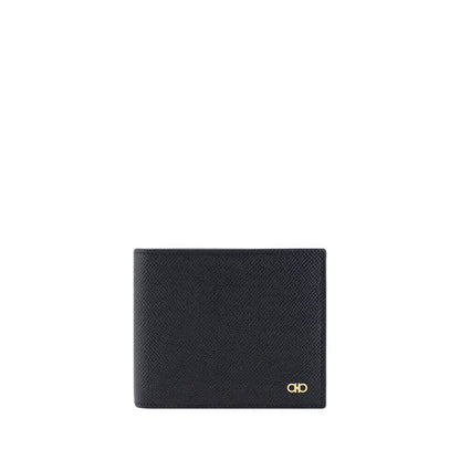 Ferragamo Black Calf Leather Bos Taurus Wallet
