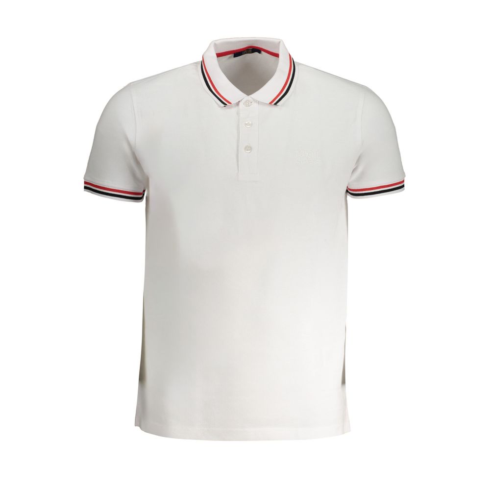 Cavalli Class Bianco Cotton Men Polo Shirt