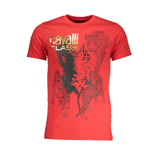 Cavalli Class Rosso Cotton Men T-Shirt