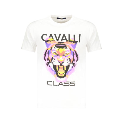 Cavalli Class Bianco Cotton Men T-Shirt