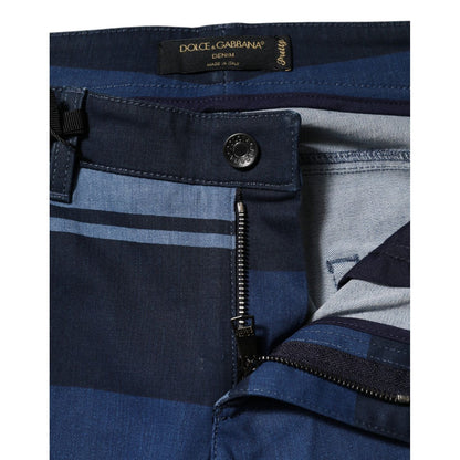 Dolce & Gabbana Blue Striped Cotton Stretch Denim Jeans