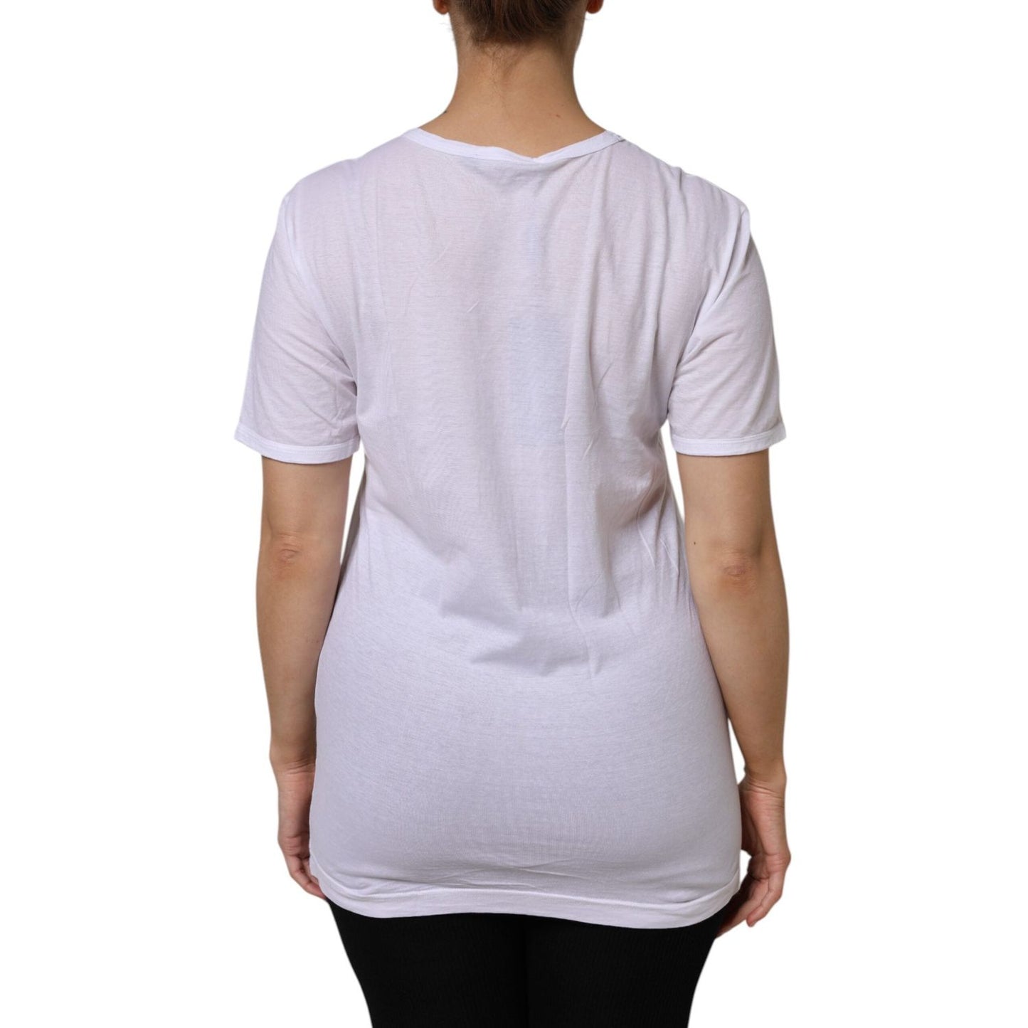Dolce & Gabbana White Cotton Short Sleeves V-Neck Top T-shirt