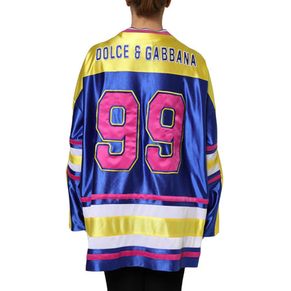 Dolce & Gabbana Multicolor Polyester Long Sleeves V-Neck Top