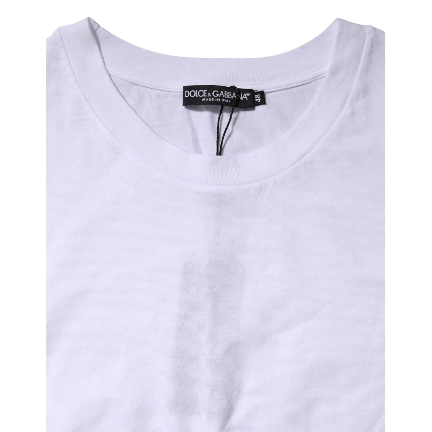Dolce & Gabbana White Cotton Short Sleeve Round Neck T-shirt