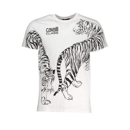 Cavalli Class Bianco Cotton Men T-Shirt