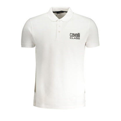 Cavalli Class Bianco Cotton Men Polo Shirt