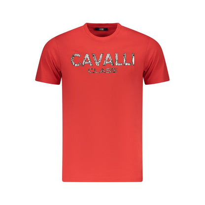 Cavalli Class Rosso Cotton Men T-Shirt