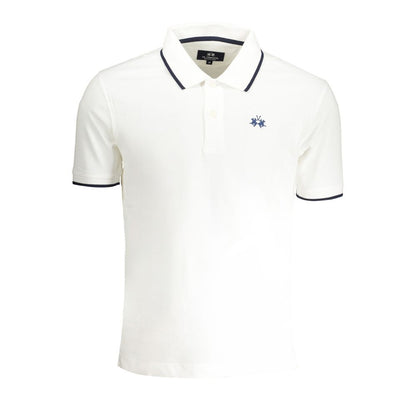 La Martina White Cotton Men Polo Shirt