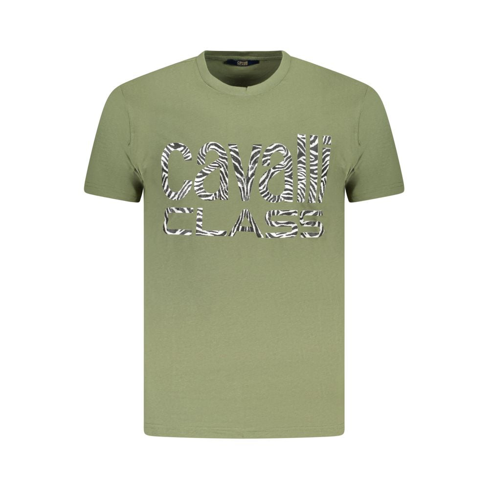 Cavalli Class Green Cotton Men T-Shirt