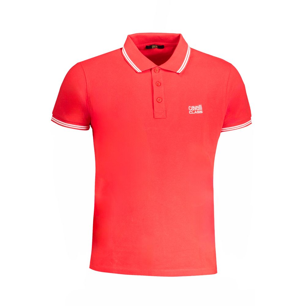 Cavalli Class Red Cotton Men Polo Shirt