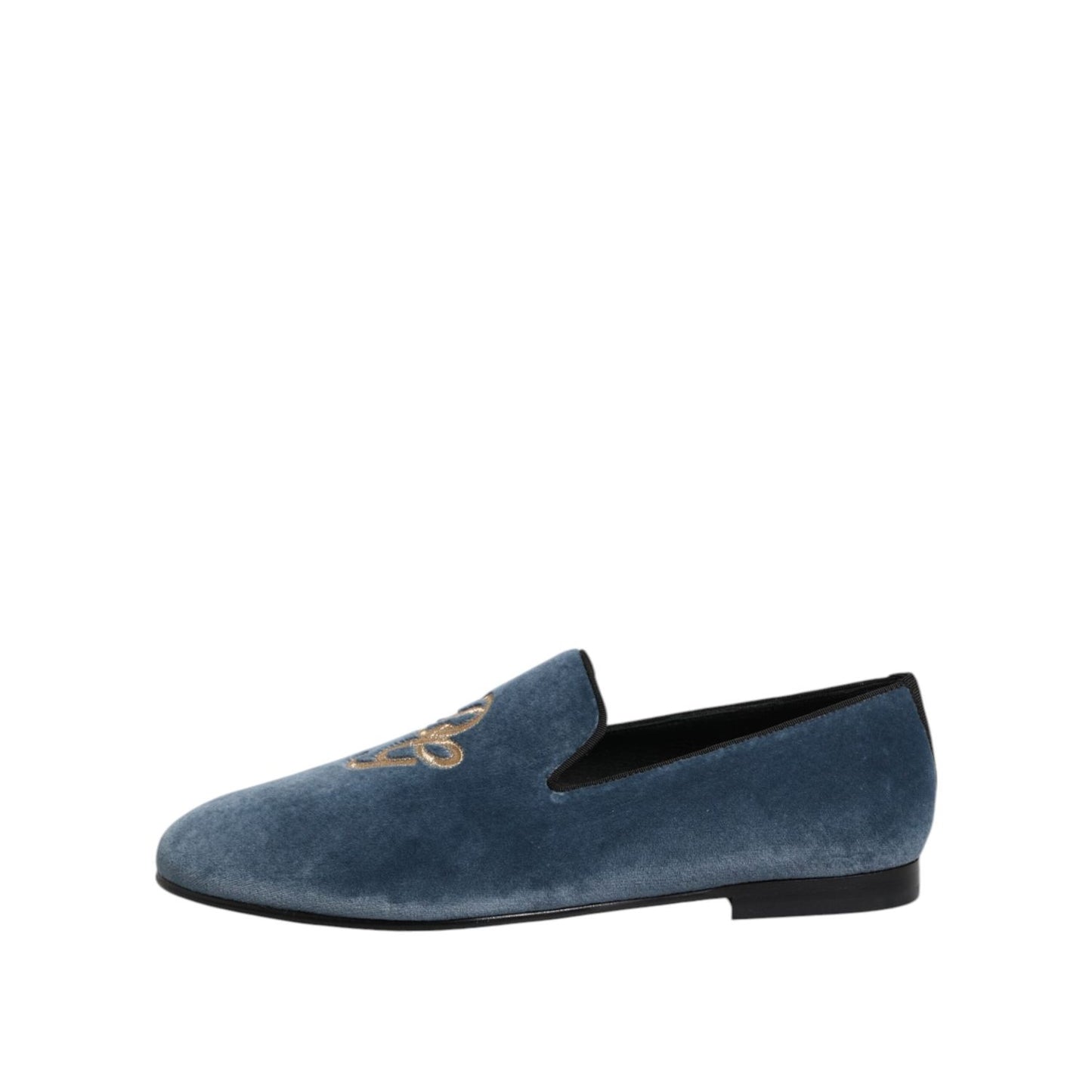 Dolce & Gabbana Blue Velvet DG Logo Loafers Formal Shoes Dolce & Gabbana