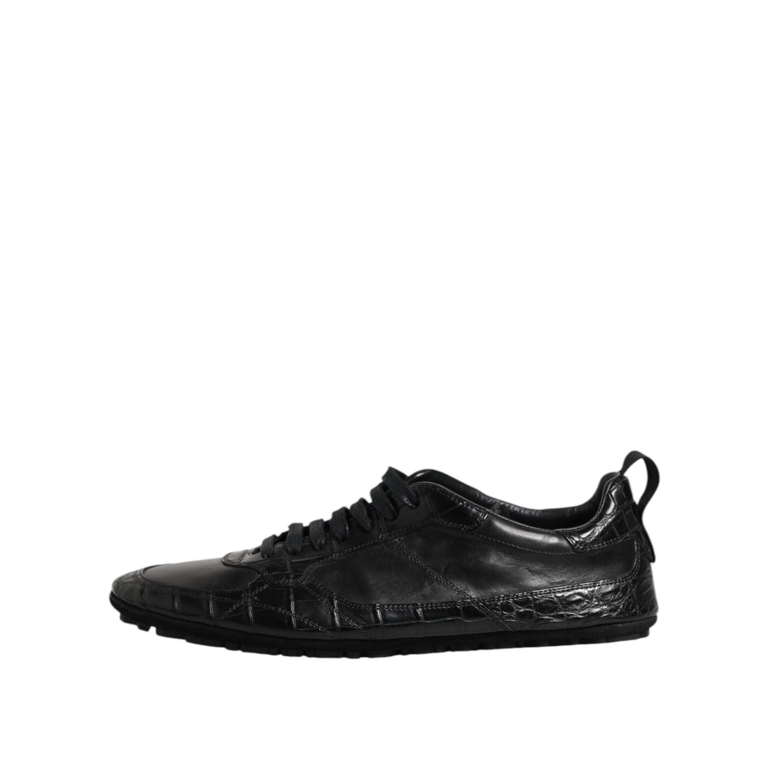 Dolce & Gabbana Black Exotic Leather Low Top Sneakers Shoes