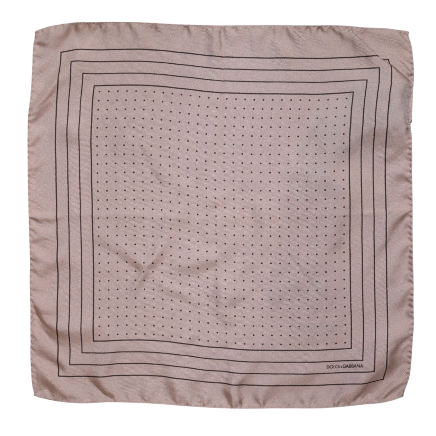 Dolce & Gabbana Beige Dotted Silk Square Men Foulard Scarf