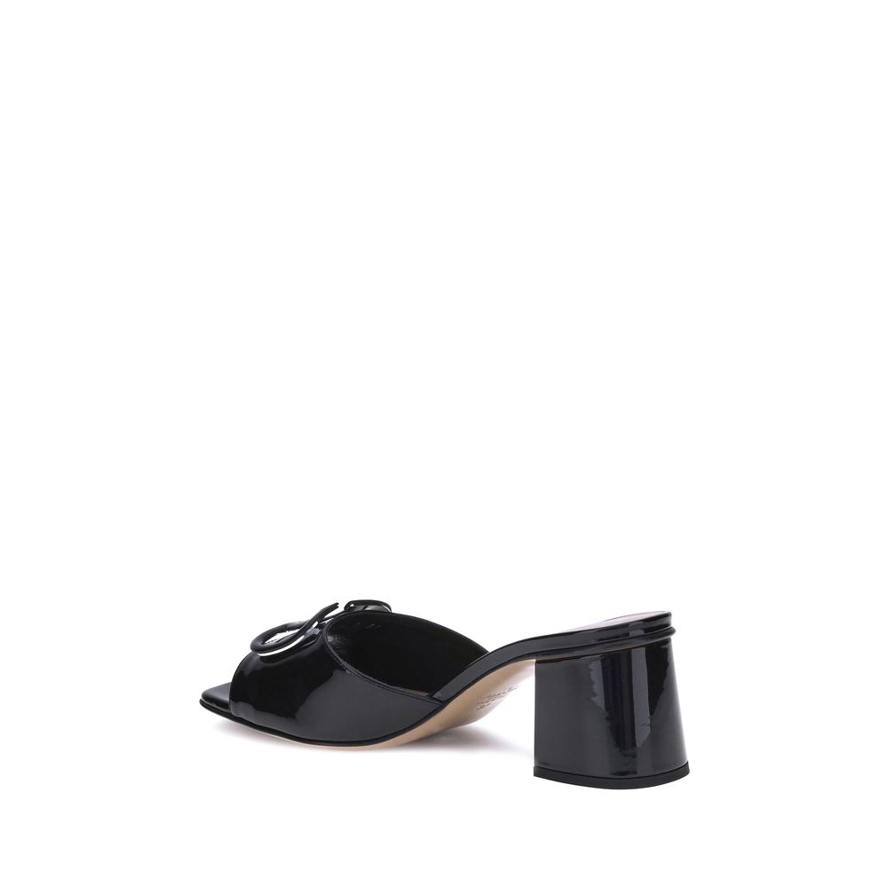 Valentino Garavani Black Calf Leather Bos Taurus Flat Sandals