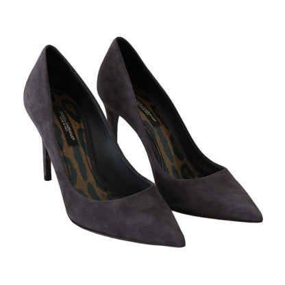 Dolce & Gabbana Gray Suede Leather Stiletto Shoes Heels