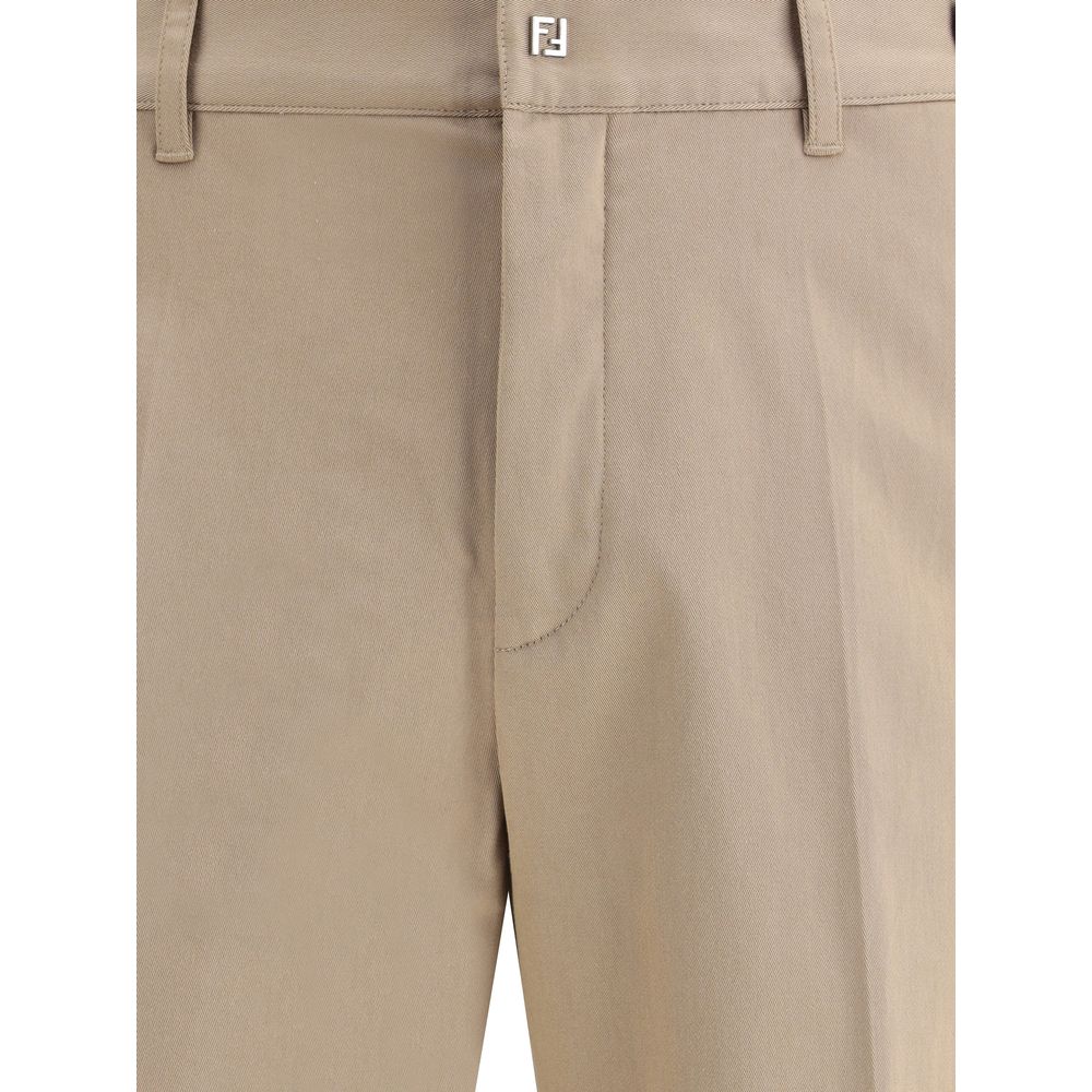Fendi Brown Cotton Casual Pants