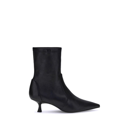 Stuart Weitzman Black Calf Leather Bos Taurus Ankle Boots