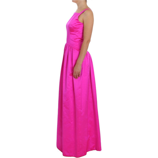 Elegant Silk Full Length Pink Sheath Dress