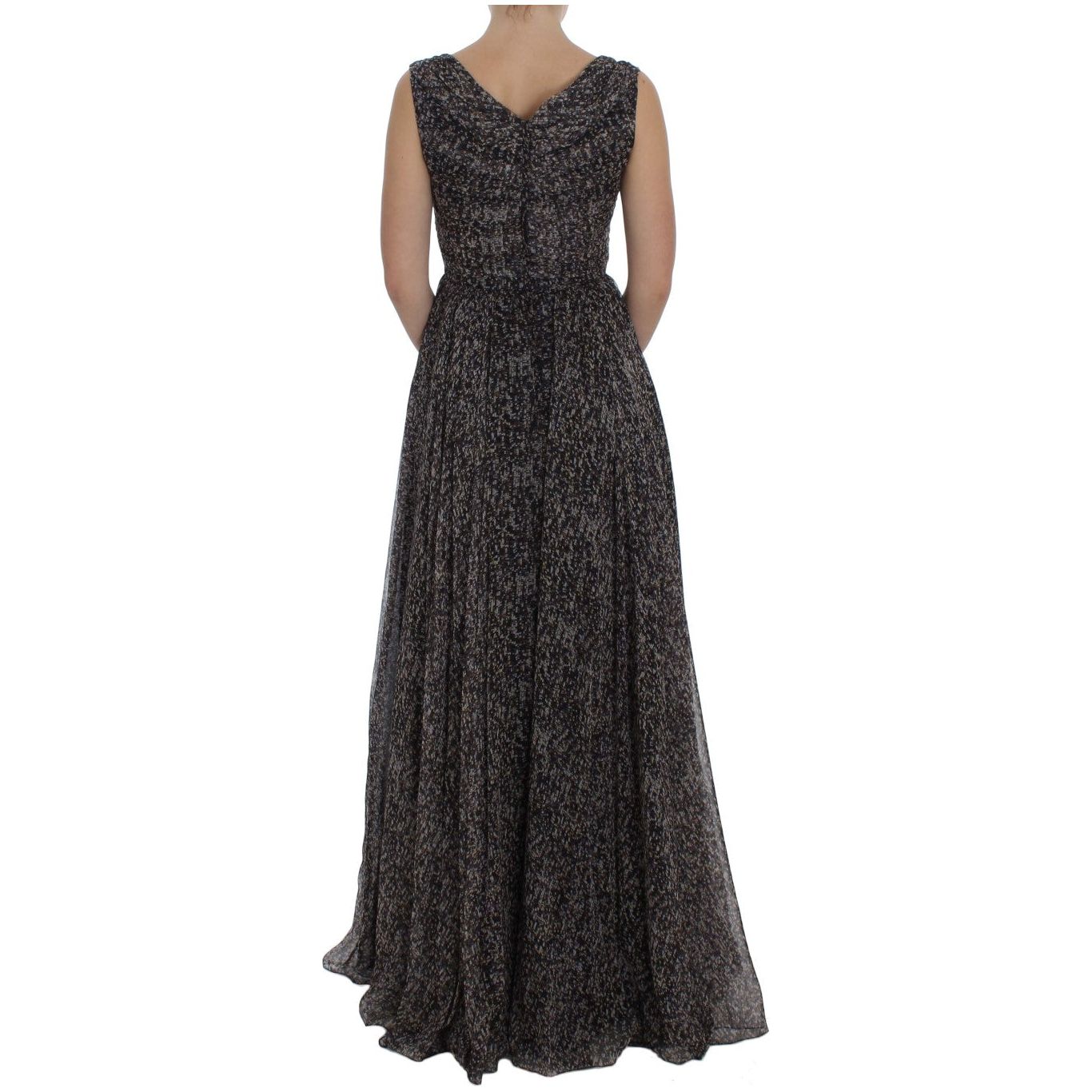 Dolce & Gabbana Glamorous Sequined Silk Full-Length Dress dark-silk-shift-gown-full-length-dress