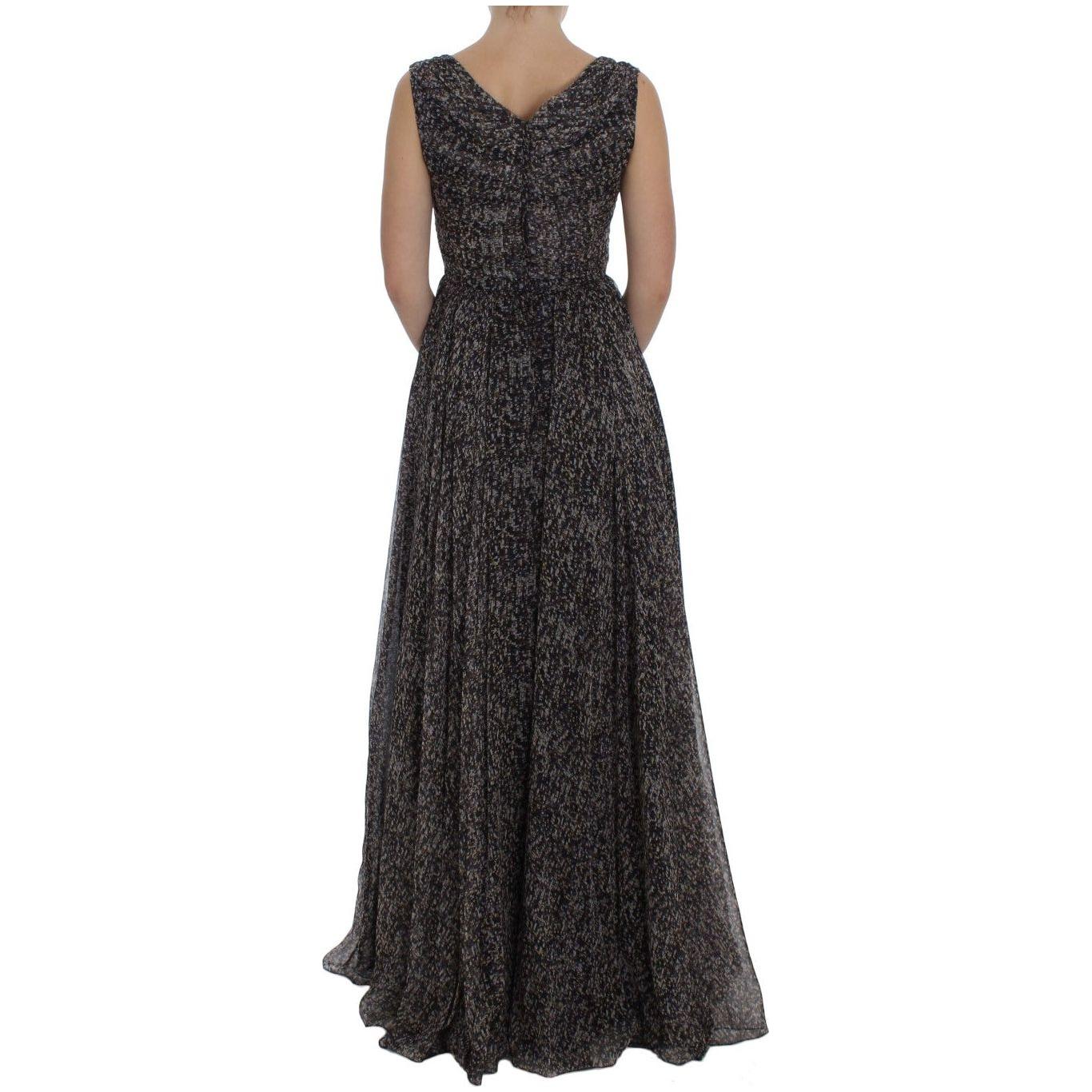 Dolce & Gabbana Dark Silk Shift Gown Full Length Dress