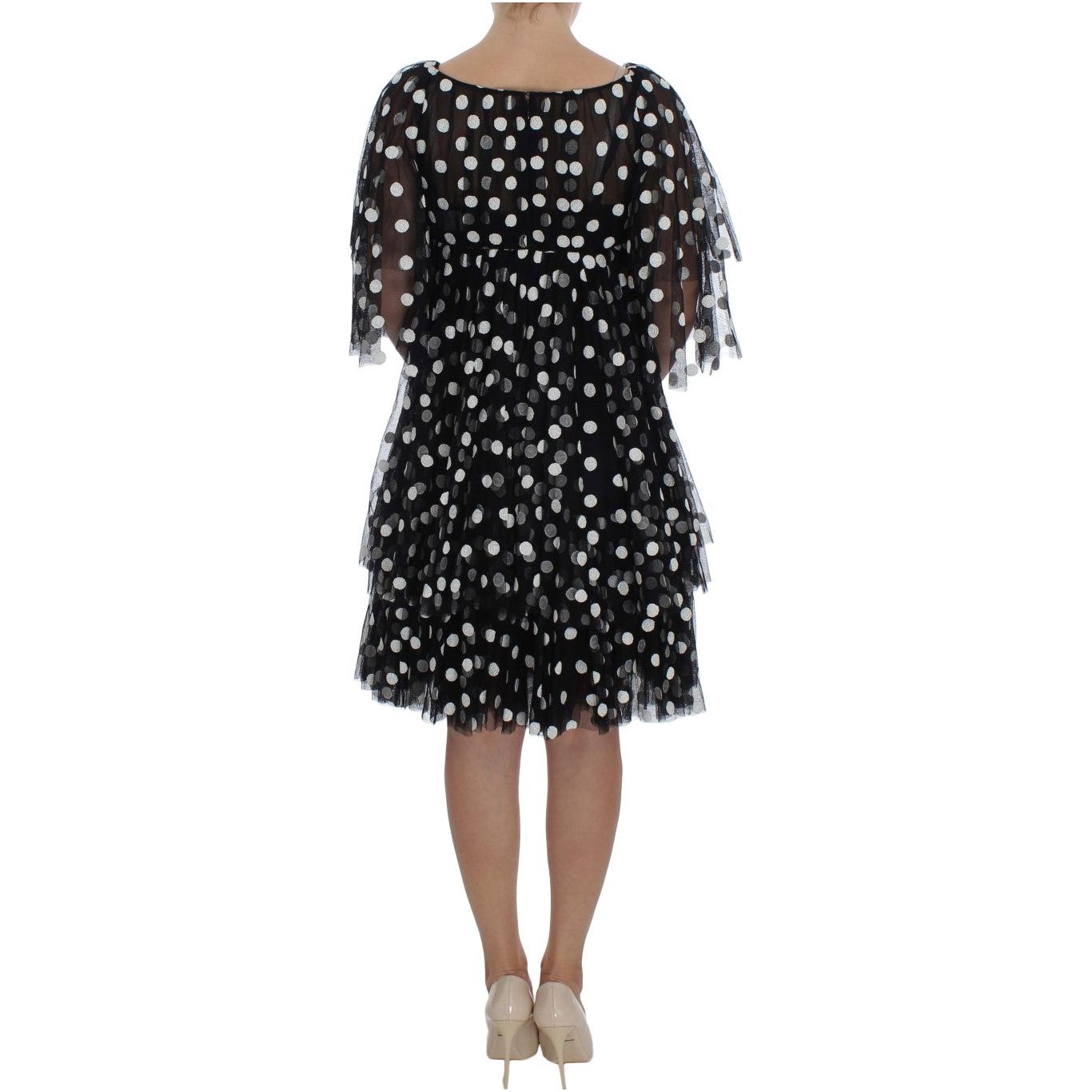 Dolce & Gabbana Elegant Polka Dotted Ruffled Dress black-white-polka-dotted-ruffled-dress