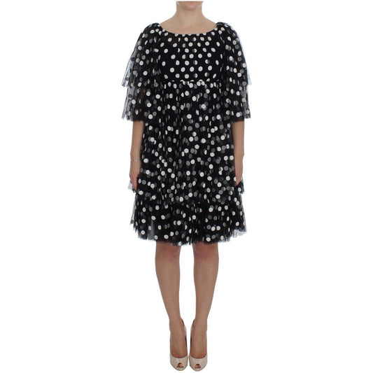 Elegant Polka Dotted Ruffled Dress