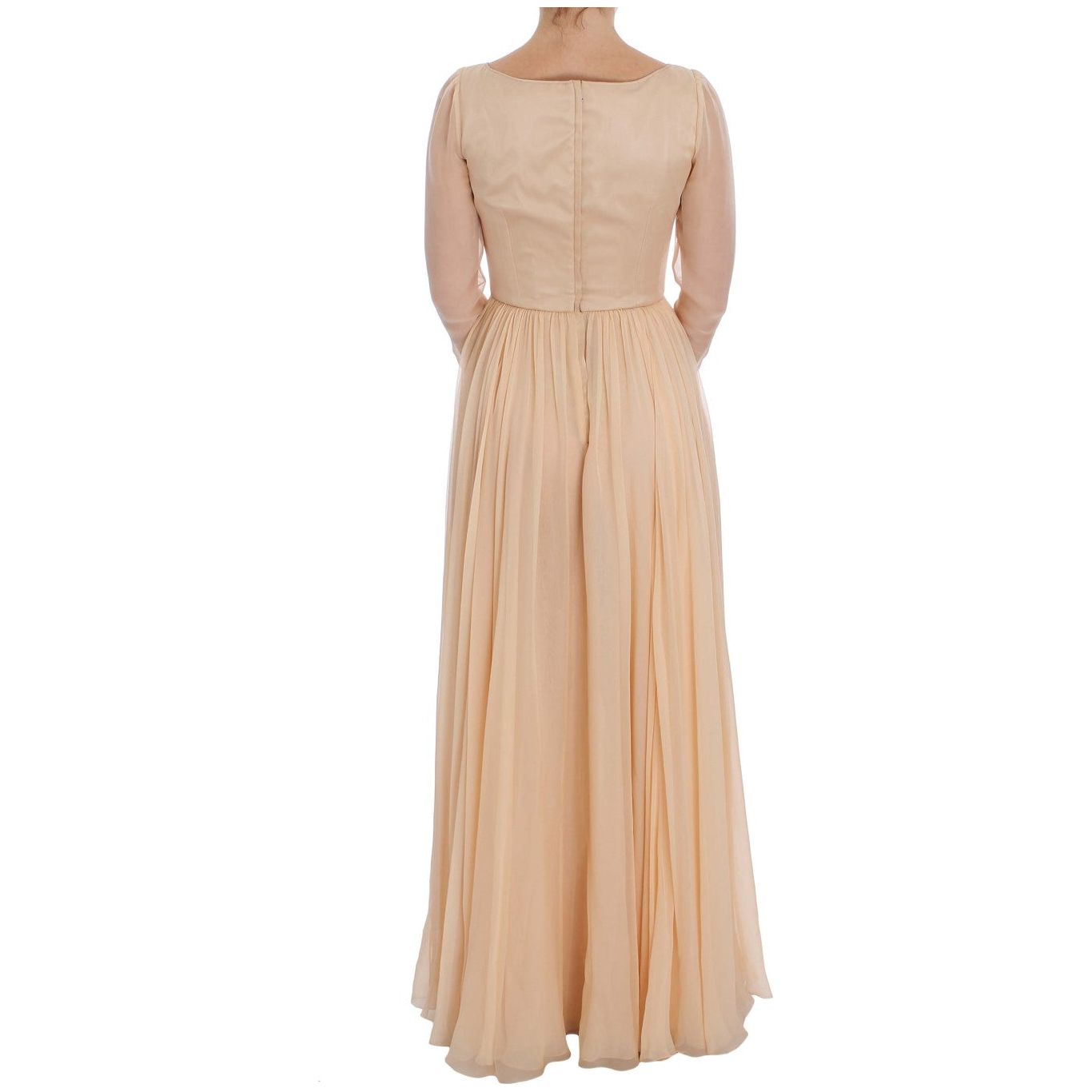 Dolce & Gabbana Elegant Beige Silk Full Length Sheath Dress Dresses beige-silk-ball-gown-full-length-dress